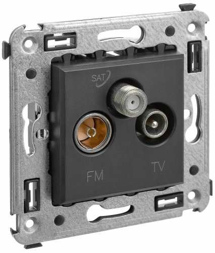 Розетка TV+FM+SAT Оконечная без рамки DKC Avanti 3-м. черный матовый фото Розетка TV+FM+SAT Оконечная без рамки DKC Avanti 3-м. черный матовый картинка